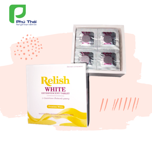 Viên uống Trắng da, chống lão hoá & thải độc giúp da trắng sáng mịn màng, làm mờ sạm nám Relish White (India)